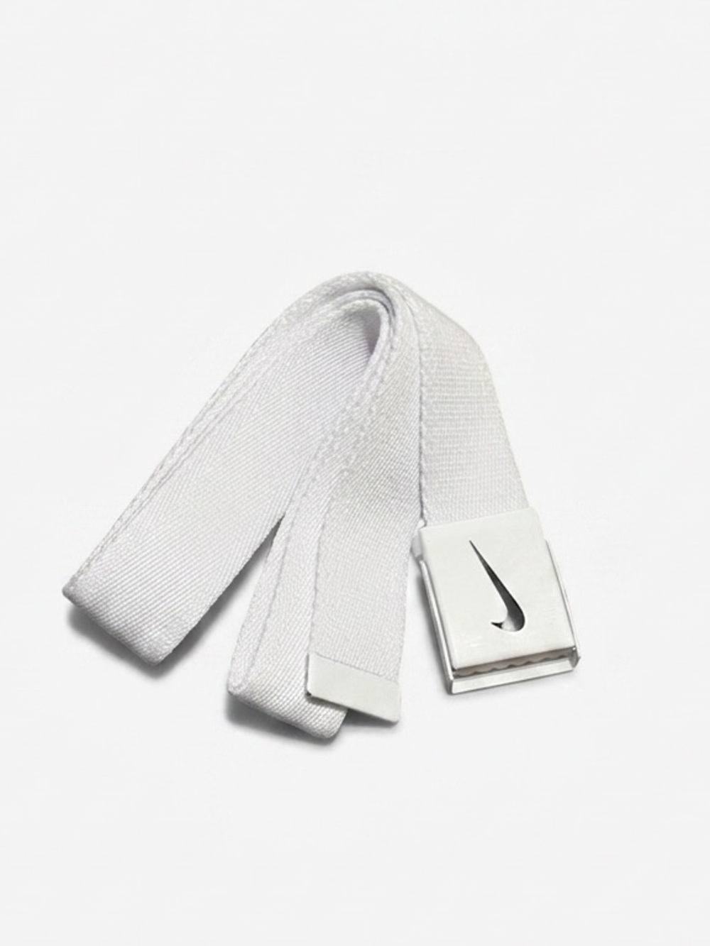 Nike White Webbing Belt with Silver Swoosh Buckle